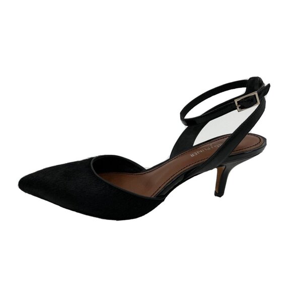 Medium Shoes - Donald Pliner Heels Ankle Strap Point Toe Franca Black Fur 7.5M